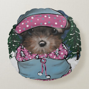 Yorkie Poo Round Pillow