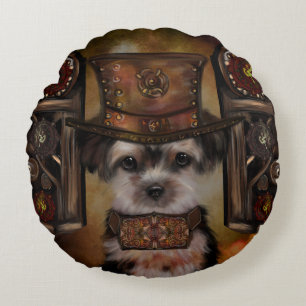 Yorkie Poo Round Pillow