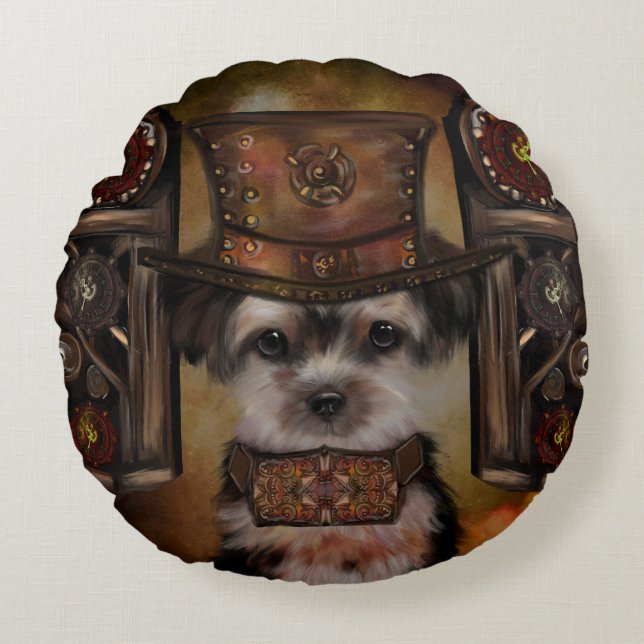 Yorkie Poo Round Pillow (Front)