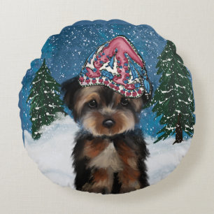 YORKIE POO ROUND PILLOW