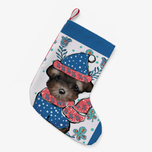 Yorkie Poo  Small Christmas Stocking