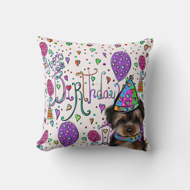 Yorkie Poo Throw Pillow (Front)
