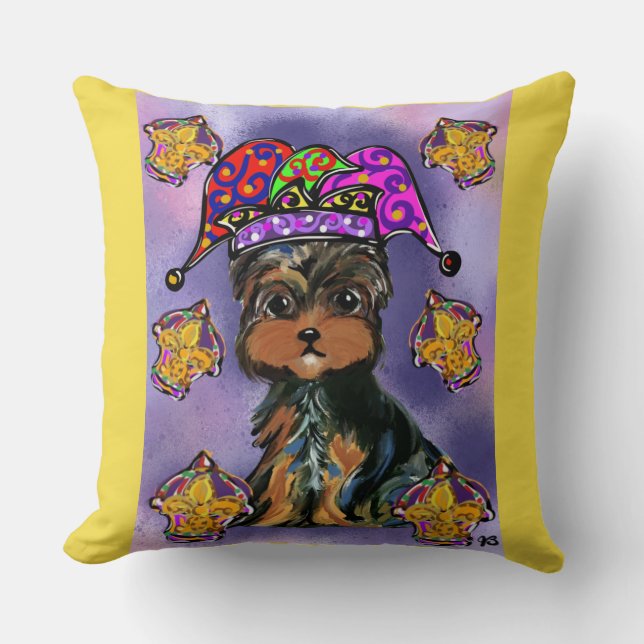 Yorkie Poo Throw Pillow (Front)