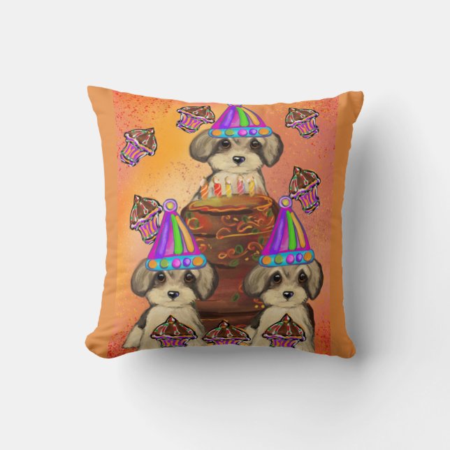 Yorkie Poo Throw Pillow (Front)