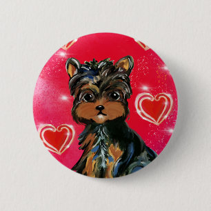 Yorkie Poo Valentine 2 Inch Round Button