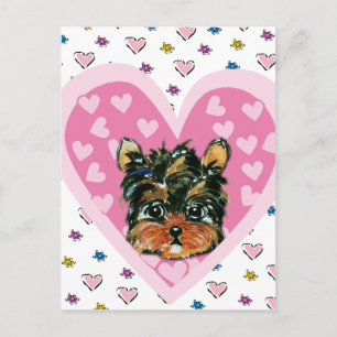 Yorkie Poo Valentine Holiday Postcard