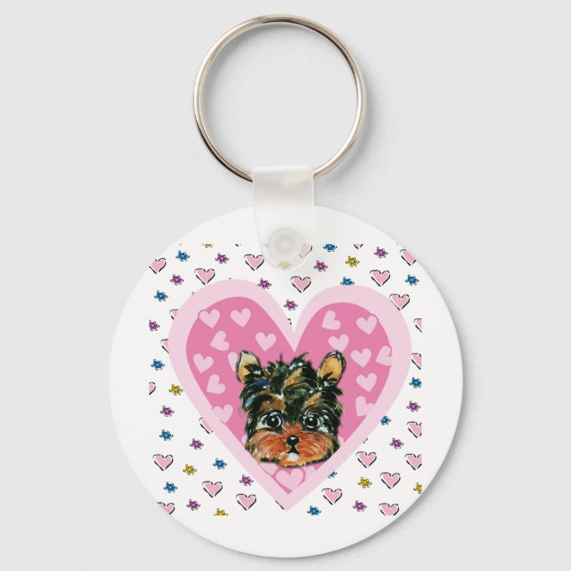 Yorkie Poo Valentine Keychain (Front)