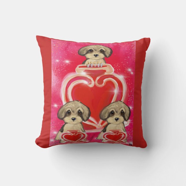 Yorkie Poo Valentine Throw Pillow (Front)