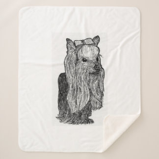 Yorkie Portrait Monochromatic Throw Blanket