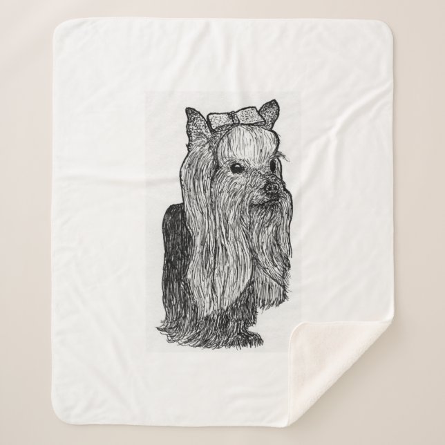 Yorkie Portrait Monochromatic Throw Blanket (Front)
