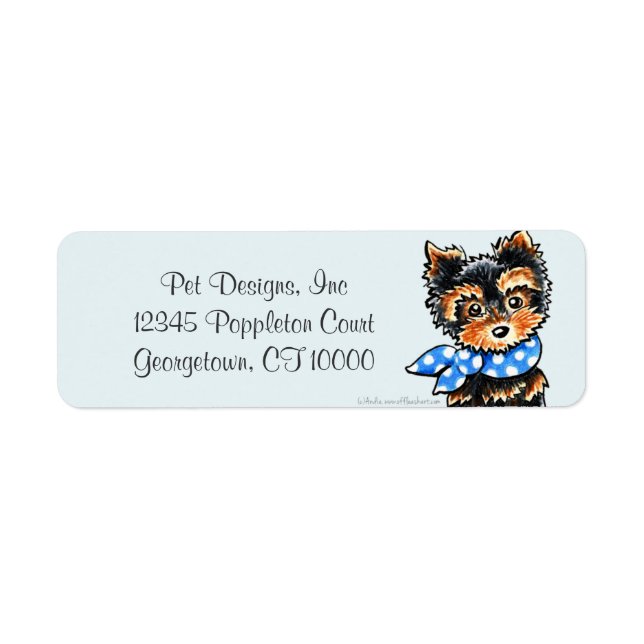 Yorkie Puppy Blue Scarf Fancy (Front)
