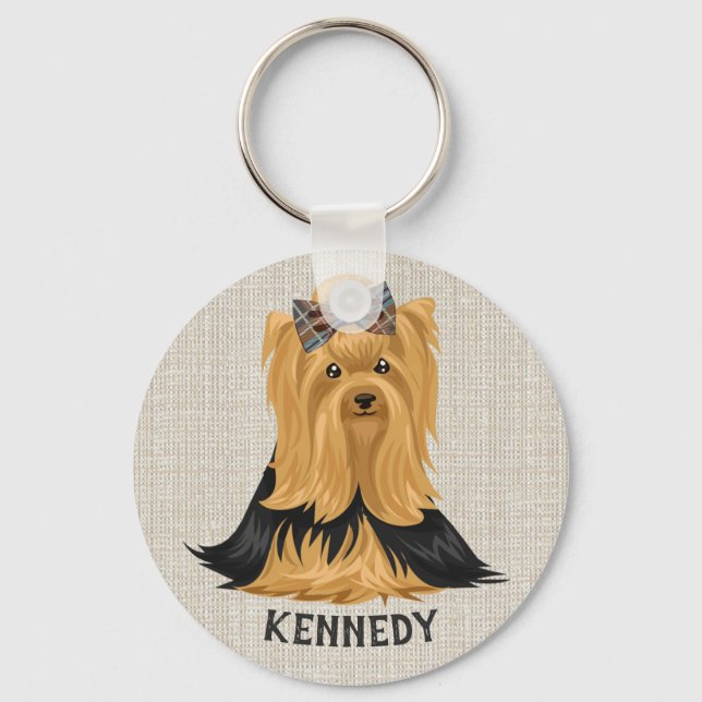 Yorkie Puppy | Dog Yorkshire Terrier Personalized Keychain (Front)
