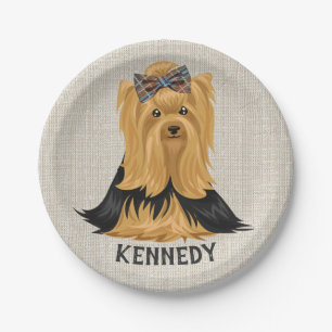Yorkie Puppy   Dog Yorkshire Terrier Personalized Paper Plate