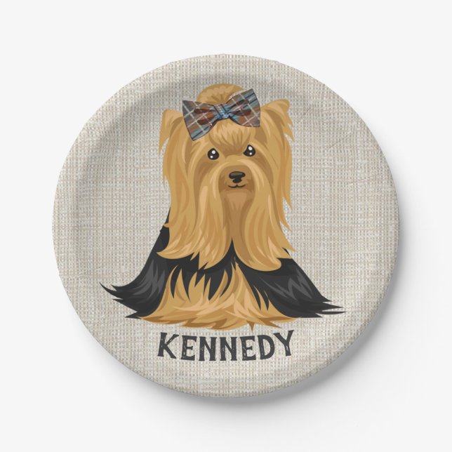 Yorkie Puppy | Dog Yorkshire Terrier Personalized Paper Plate (Front)