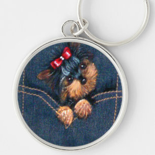 Yorkie Puppy in Pocket Keychain
