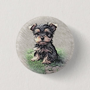 Yorkie, Puppy,pet 1 Inch Round Button