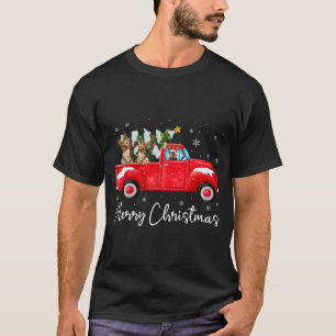 Yorkie Red Truck Christmas Santa Hat Dog Xmas T-Shirt