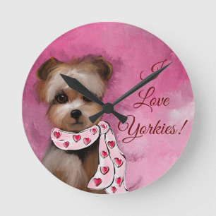 YORKIE ROUND CLOCK