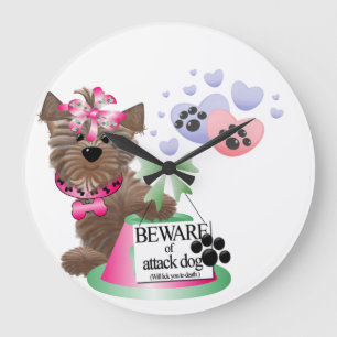 Yorkie Round (Large) Clock
