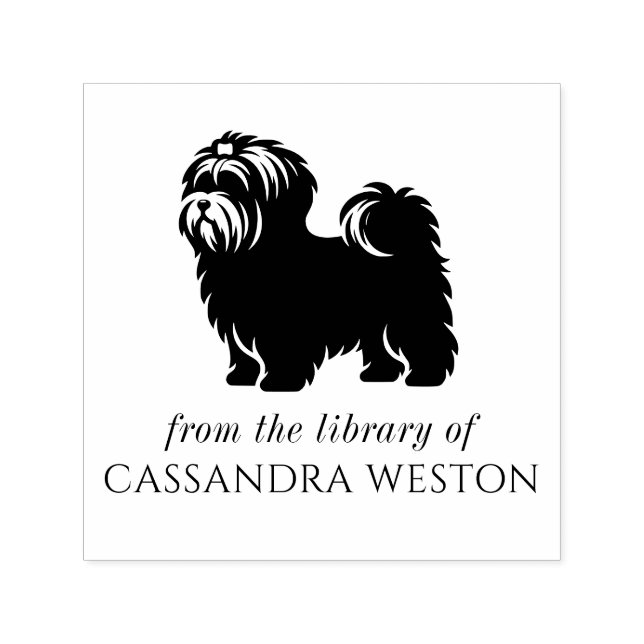 Yorkie Silhouette Minimalist #4 Library Book Name Self-inking Stamp (Design)