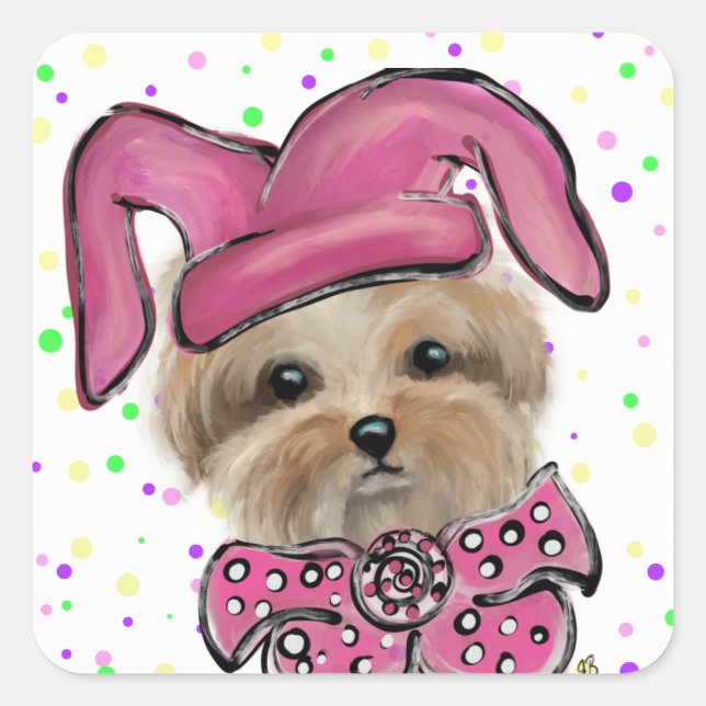 Yorkie      square sticker (Front)