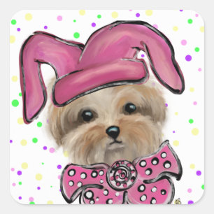 Yorkie square sticker