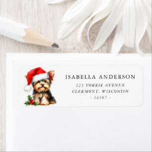 Yorkie Terrier Adresse de retour de Noël