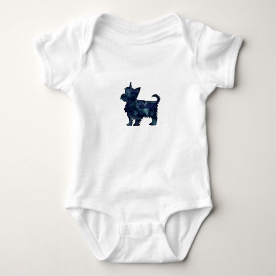 Yorkie Terrier Black Watercolor Silhouette Baby Bodysuit