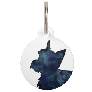 Yorkie Terrier Black Watercolor Silhouette Pet Tag