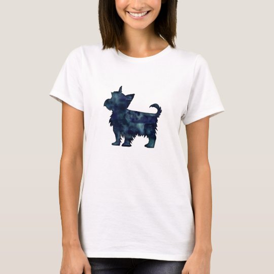 Yorkie Terrier Black Watercolor Silhouette T-Shirt