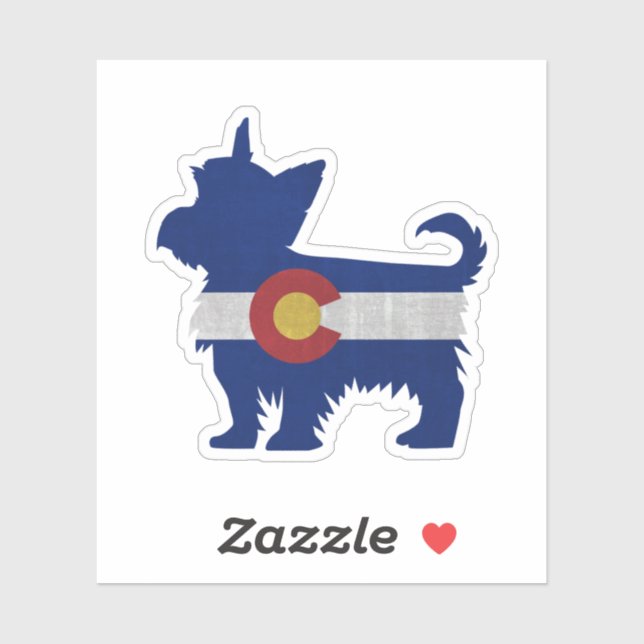 Yorkie Terrier Dog Breed Colorado Flag Silhouette (Sheet)