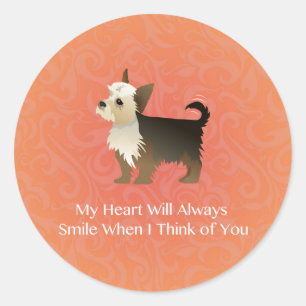 Yorkie Thinking of You Design. Classic Round Sticker