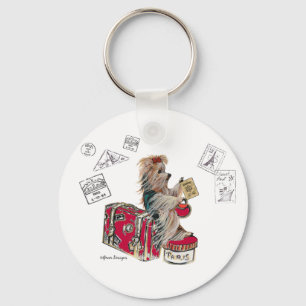 Yorkie Travelling Paris Keychain
