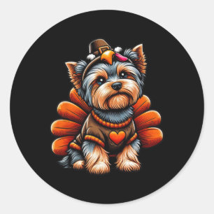 Yorkie Turkey Outfit Cute Yorkshire Terrier Dog Me Classic Round Sticker