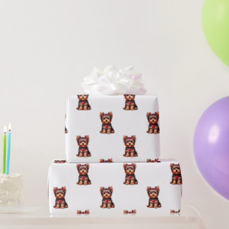 Yorkie Valentine's Day - White Wrapping Paper