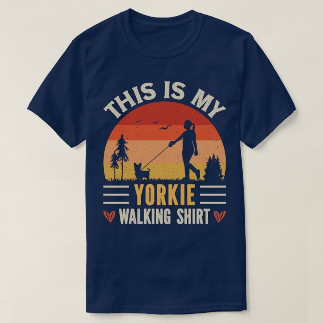 Yorkie Walking 1 T-Shirt (Design Front)