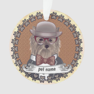 Yorkie Wearing Glasses Ornament