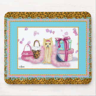 Yorkie with Leopard Animal Print Mousepad