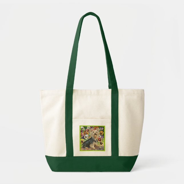 Yorkie with Pansies Tote Bag (Front)