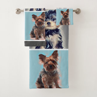 Yorkie Yorkshire Dog Bath Towel Set
