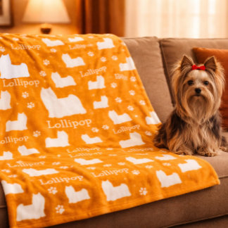 Yorkie Yorkshire Dog Orange Personalized Blanket
