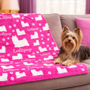 Yorkie Yorkshire Dog Pink Personalized Dog Blanket