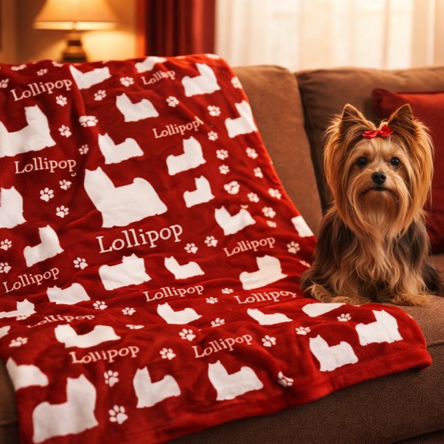 Yorkie Yorkshire Dog Red Personalized Dog Blanket (Yorkie Yorkshire Dog Red Personalized Dog Blanket)