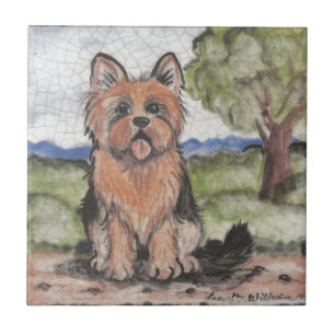 Yorkie Yorkshire Terrier Dog Antique Vintage Look Tile