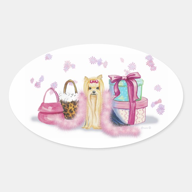 Yorkie Yorkshire Terrier Dress Up Oval Sticker (Front)