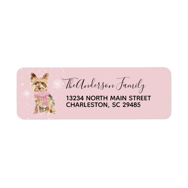Yorkie Yorkshire Terrier Holiday Christmas Address (Front)