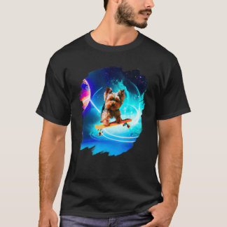 Yorkie Yorkshire Terrier Skateboarding Space Retro T-Shirt