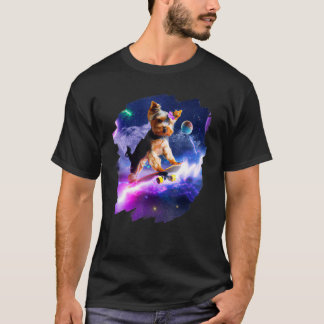 Yorkie Yorkshire Terrier Skateboarding Space Retro T-Shirt