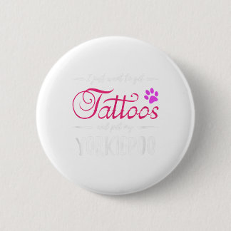 Yorkiepoo Dog Lover Tattoo Funny Dog Mom Gift Idea 2 Inch Round Button