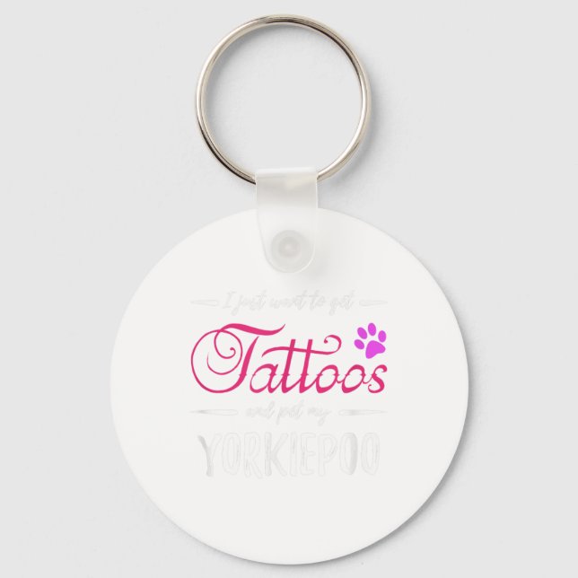 Yorkiepoo Dog Lover Tattoo Funny Dog Mom Gift Idea Keychain (Front)